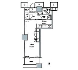 ＴＨＥ　ＴＯＫＹＯ　ＴＯＷＥＲＳ　ＭＩＤＴＯＷＥＲ 5階1Kの間取り