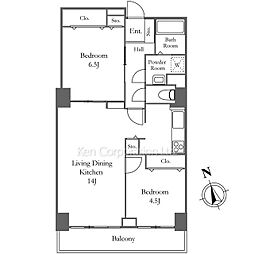 リバーシティ21新川 21階2LDKの間取り