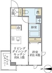 ラペルラ中野 4階1LDKの間取り