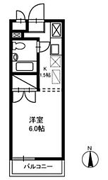 西武新宿線 上井草駅 徒歩8分の賃貸アパート 2階1Kの間取り