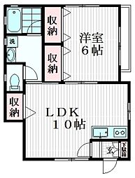 青山コーポ 1LDKの間取図画像