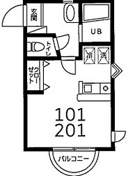 リファインド領家 1階ワンルームの間取り