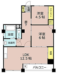 グレース新守山ビル 3階2LDKの間取り