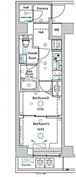 ガリシア目黒大岡山 2Kの間取図画像