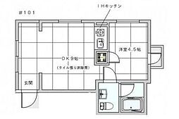 カレブラン 1階1DKの間取り