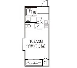 リブレア大和町 1Kの間取図画像