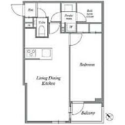 ACPレジデンス新江古田 地下1階1LDKの間取り
