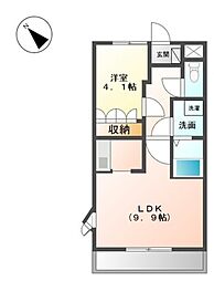 JR和歌山線 岩出駅 徒歩25分の賃貸アパート 1階1LDKの間取り
