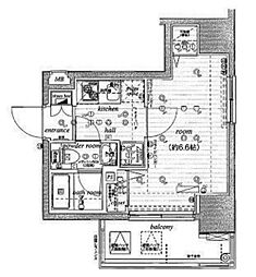 ヴェルステージ池袋 9階1Kの間取り