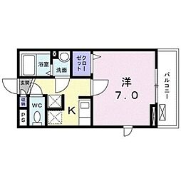 レジデンス鎌倉 2階1Kの間取り