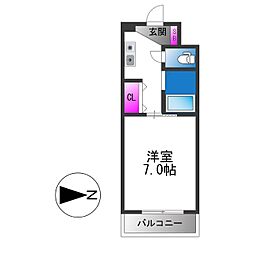 リップル布施イースト 1Kの間取図画像