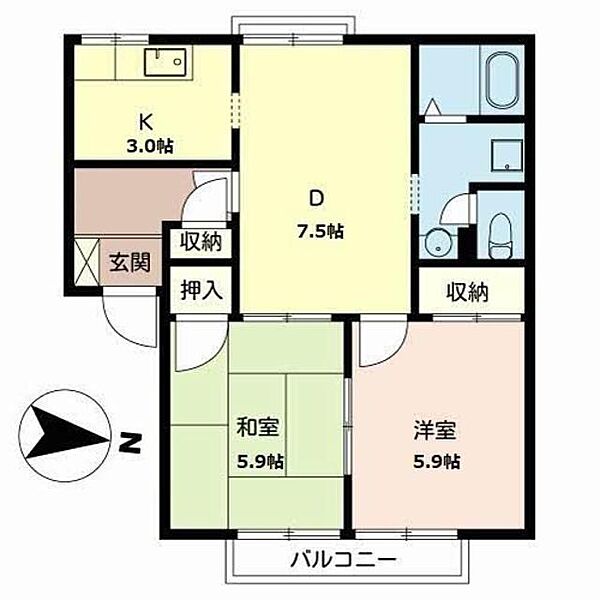 メゾンモンハイム南． 0202｜大阪府堺市西区鳳南町５丁(賃貸アパート2DK・2階・50.54㎡)の写真 その2