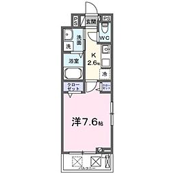フラワープラザ 2階1Kの間取り