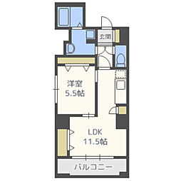 レジデンスカープ博多 1LDKの間取図画像