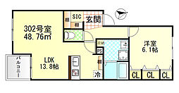 ヴィラージュ戸塚I 1LDKの間取図画像