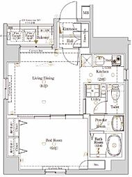 ログ銀座東 6階1LDKの間取り