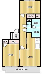 リバーパーク四つ木 3階2LDKの間取り