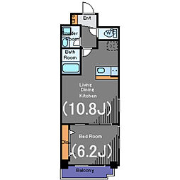 スクエアレジデンス 3階1LDKの間取り