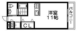シャンテー御殿山2番館 ワンルームの間取図画像