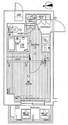 ミリオンガーデン早稲田 2階1Kの間取り