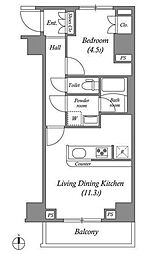 ＧＥＮＯＶＩＡ本所吾妻橋ｓｋｙｇａｒｄｅｎ 3階1LDKの間取り