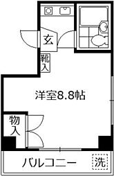 メゾンキハラ 3階ワンルームの間取り