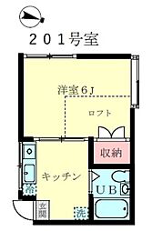 サンケイハイツ篠崎 2階1Kの間取り