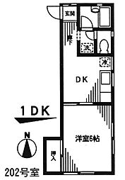 ユーハイム 1DKの間取図画像