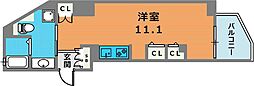 オーキドレジデンス神戸三宮 ワンルームの間取図画像