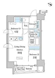 デュオフラッツ日本橋水天宮 7階2LDKの間取り