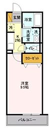 ラ・エスペランサ 2階1Kの間取り