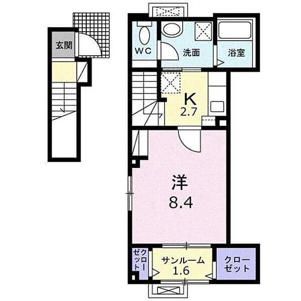 グリーンピア　Ａ ｜新潟県新潟市中央区上所上１丁目(賃貸アパート1K・2階・36.14㎡)の写真 その2