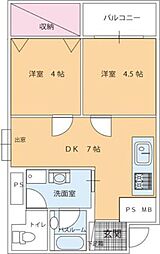 ガーデンブリッジ 2DKの間取図画像