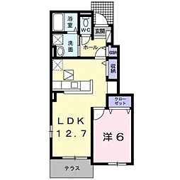 JR和歌山線 布施屋駅 徒歩2分の賃貸アパート 1階1LDKの間取り