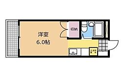 カーサドニル 3階ワンルームの間取り