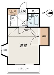 レオパレス草加手代町第一 2階1Kの間取り