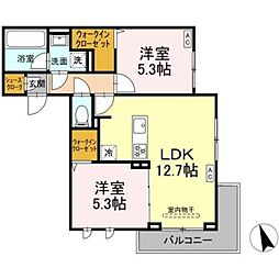 D'Bless 狛江 2LDKの間取図画像