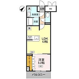 富士見市大字鶴馬マンション 1LDKの間取図画像
