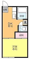 サンライズアパートメントD 1DKの間取図画像