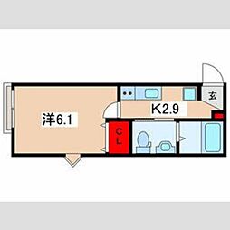 アストラベース百合ヶ丘 1Kの間取図画像