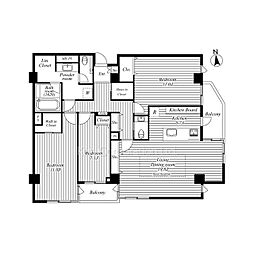 オンデンフラット 3LDKの間取図画像