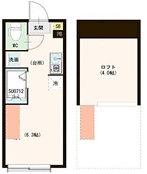 OKASIN ワンルームの間取図画像