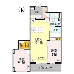 RESIDENCE KAZE 楓 2LDKの間取図画像