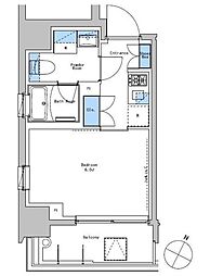 ブラウ戸越銀座スカイ 8階1Kの間取り