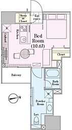 ロイジェントパークス四ッ谷 ワンルームの間取図画像