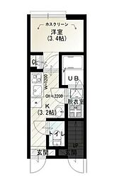 東急大井町線 荏原町駅 徒歩6分の賃貸アパート 1階ワンルームの間取り