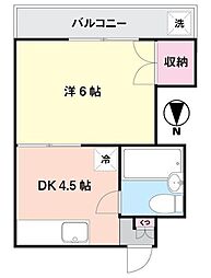 ホワイトハイム 1階1DKの間取り