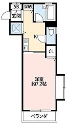 ブレーメンTAMA上原 1Kの間取図画像