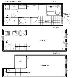 MOKTERRACE 王子西ヶ原 1LDKの間取図画像