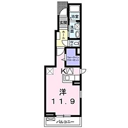 クレアコート I 1階ワンルームの間取り